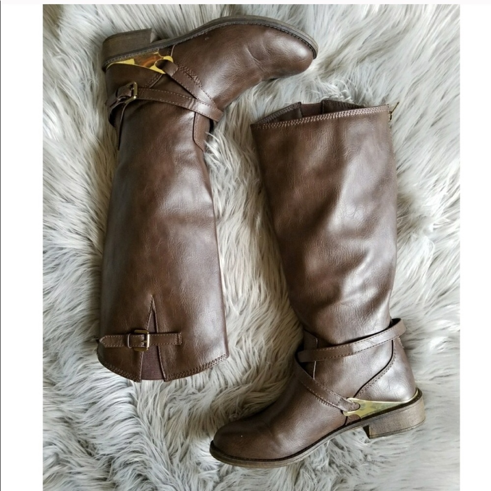 Vegan leather riding boots